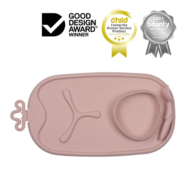 b.box Roll + Go Silicone Mealtime Mat with Spoon β Blush
