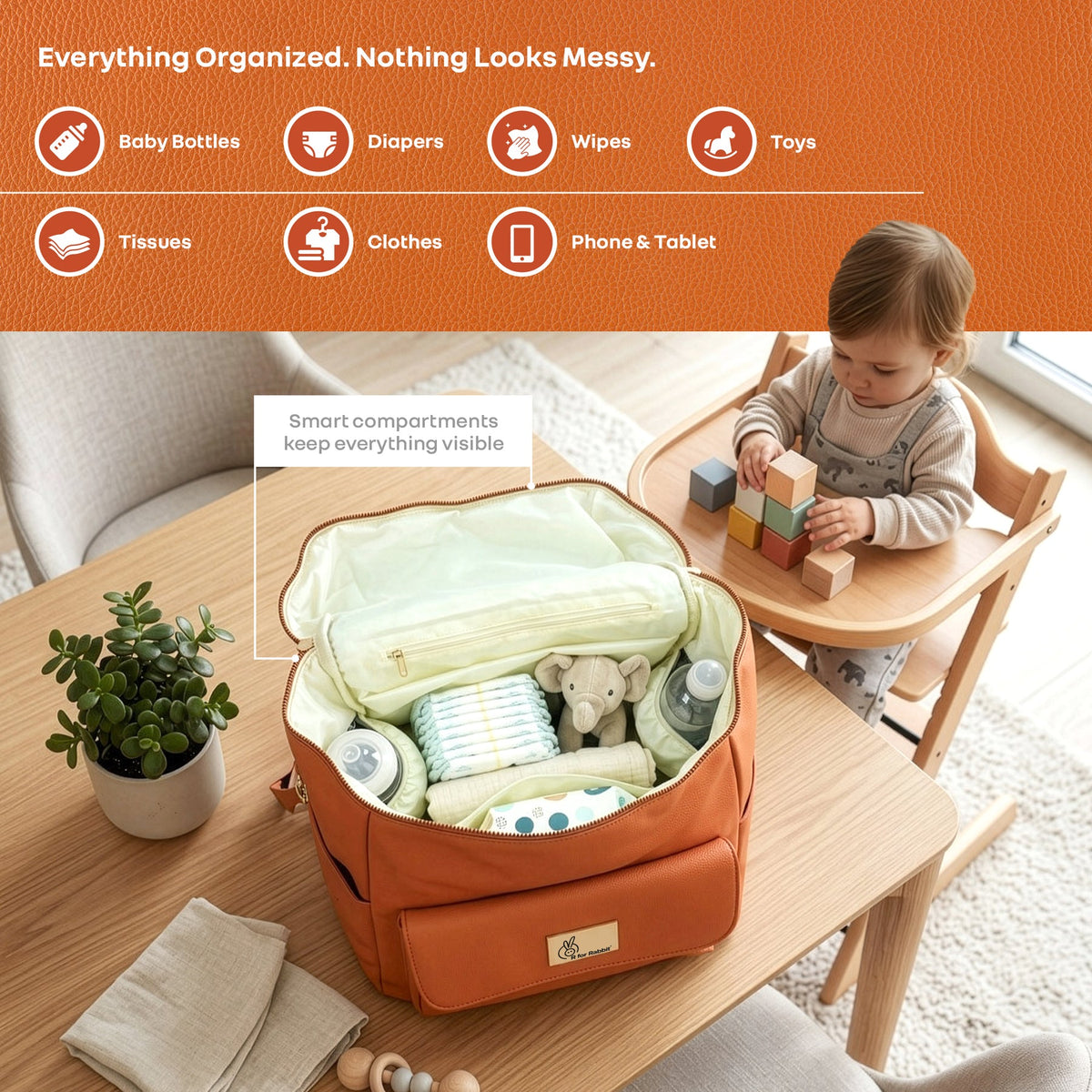 R For Rabbit Caramello Bold Ivy Diaper Bag for Moms, Dual Carry Sling