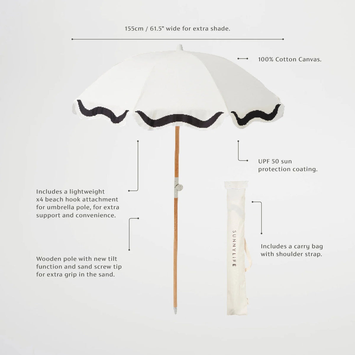 Sunnylife Luxe Beach Umbrella Casa Marbella Vintage Black
