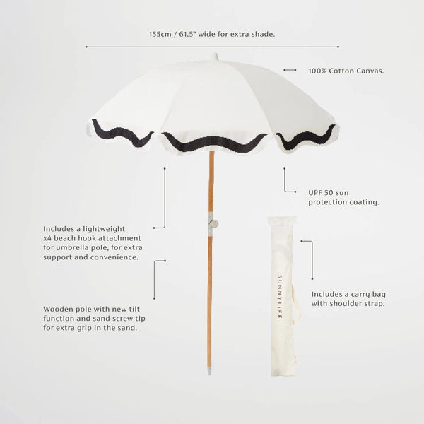 Sunnylife Luxe Beach Umbrella Casa Marbella Vintage Black