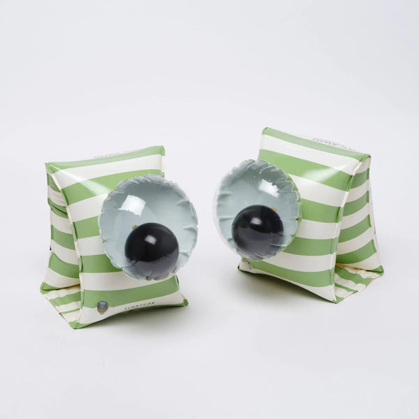 Sunnylife Green Stripes Inflatable Buddy Float Bands Shark Tribe Khaki