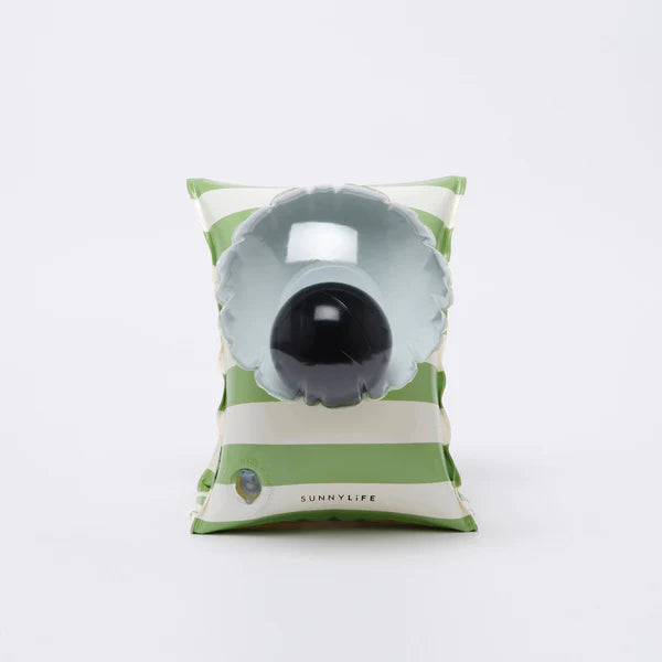 Sunnylife Green Stripes Inflatable Buddy Float Bands Shark Tribe Khaki