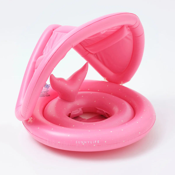 Sunnylife Pink Color Inflatable Baby Float With Canopy Ocean Treasure Rose