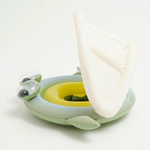 Sunnylife Green Color Inflatable Baby Float With Canopy Shark Tribe Khaki