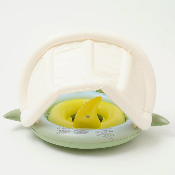 Sunnylife Green Color Inflatable Baby Float With Canopy Shark Tribe Khaki