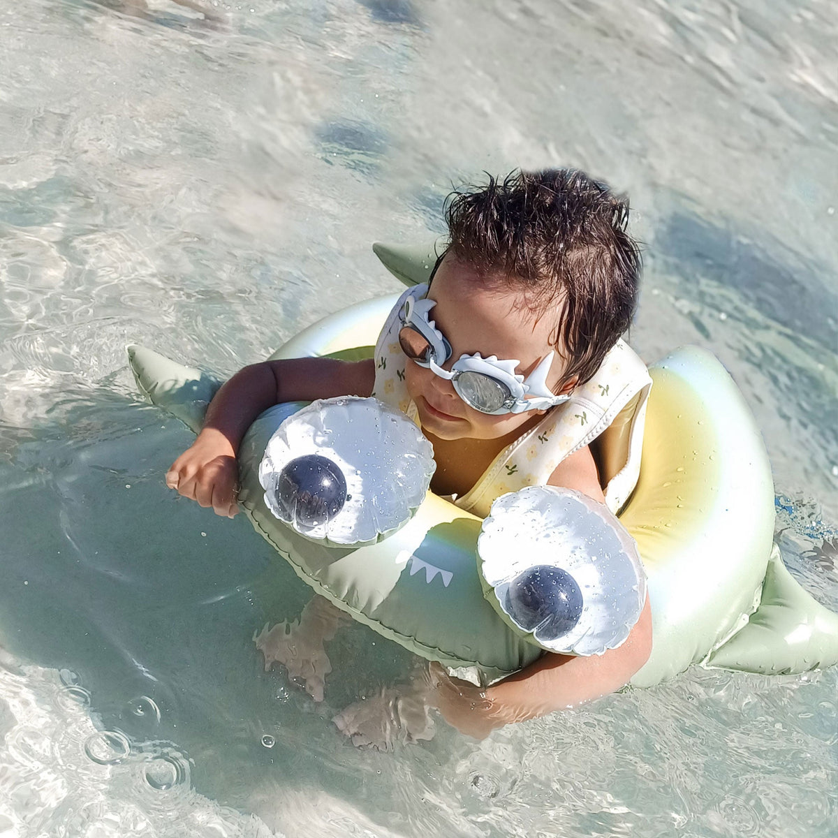 SUNNYLIFE Kiddy Pool Ring Shark Tribe - Khaki