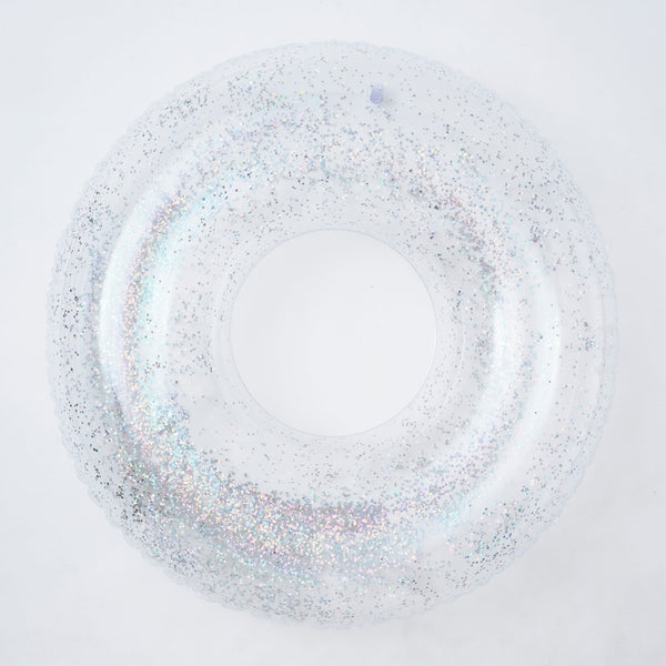 SUNNYLIFE Transparent Inflatable Pool Ring Glitter