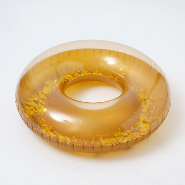 SUNNYLIFE Gold Color Inflatable Pool Ring Disco Gold