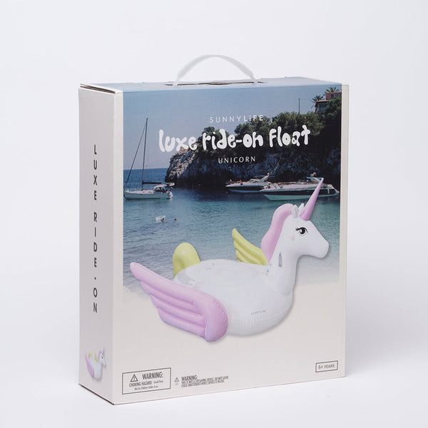 SUNNYLIFE Pastel Color Inflatable Unicorn Luxe Ride-On Float