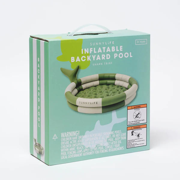 Sunnylife Green Color Inflatable Backyard Pool Shark Tribe Khaki