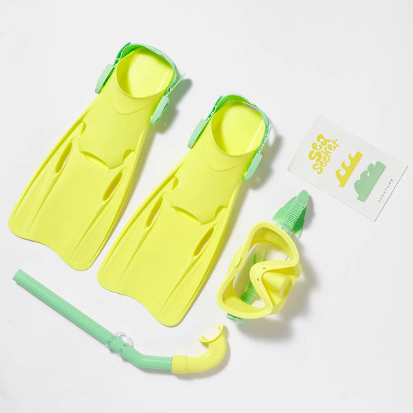Sunnylife Yellow Color Kids Dive Set Medium Sea Seeker Ocean