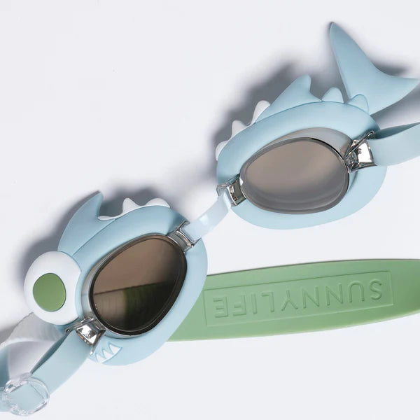 Sunnylife Blue Color Mini Swim Goggles For Kids Shark Tribe Khaki
