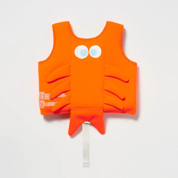Sunnylife Orange Color Swim Vest 3-6 Sonny The Sea Creature