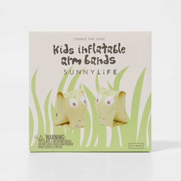 Sunnylife Kids Inflatable Arm Bands Cookie The Croc Light Khaki