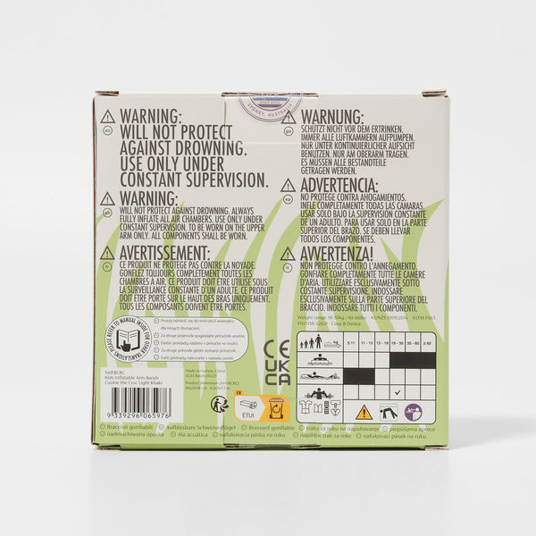 Sunnylife Kids Inflatable Arm Bands Cookie The Croc Light Khaki