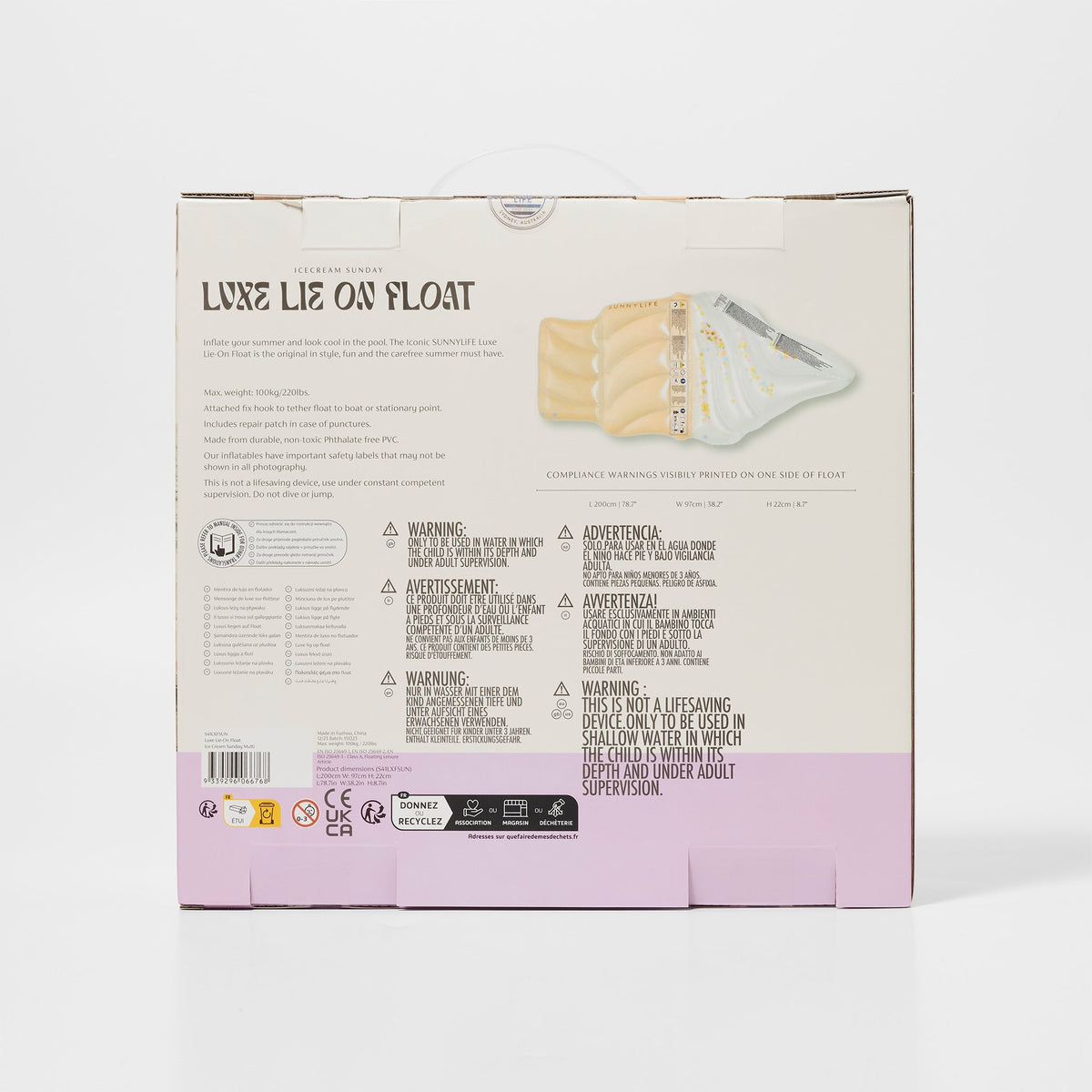 SUNNYLIFE Luxe Lie-On Float Ice Cream Sunday Multi