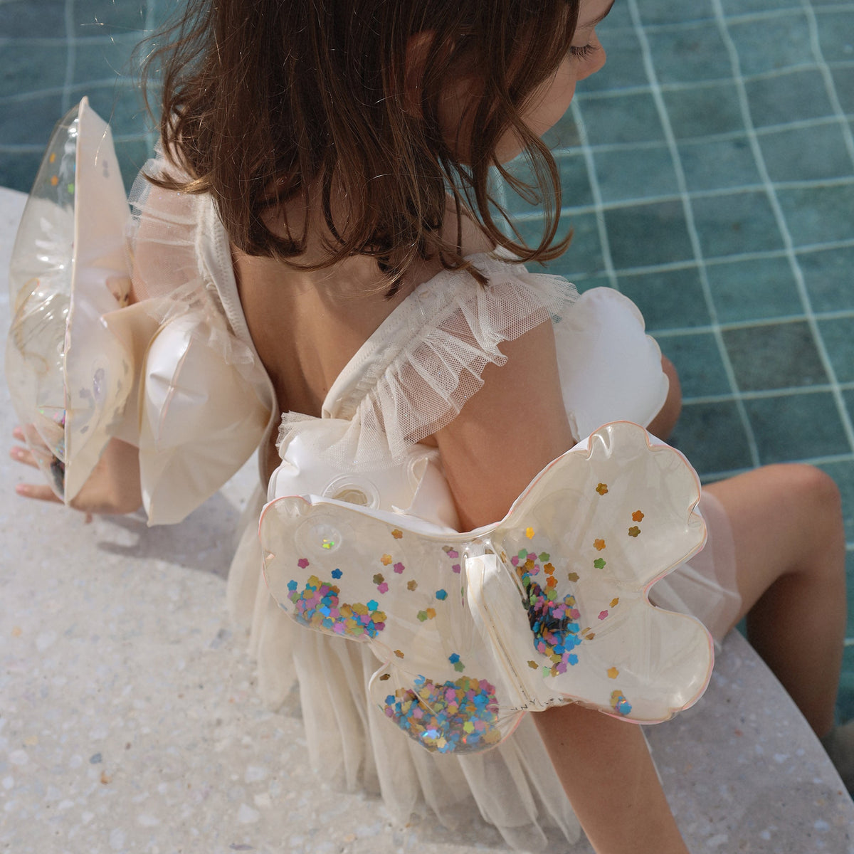 SUNNYLIFE Kids Inflatable Arm Bands - Cotton Candy Glitter