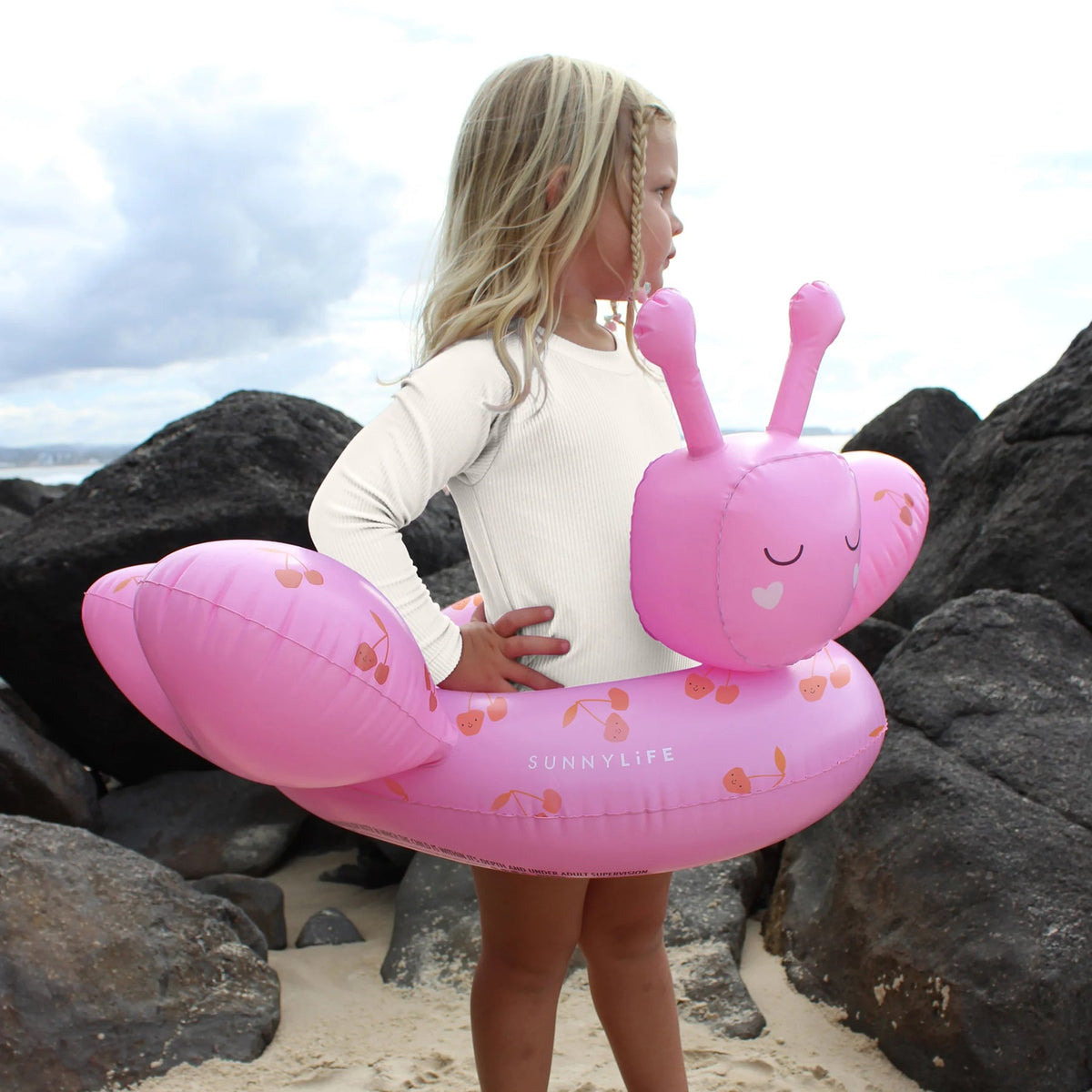 SUNNYLIFE Kids Tube Pool Ring Cotton Candy - Cherry