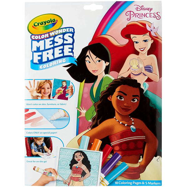 Crayola Wonder Disney Princess Pages Mess Free Coloring, Gift for Kids, Age 3, 4, 5, 6