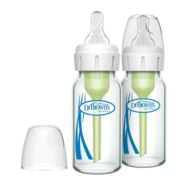 Dr. Brown’s Anti-Colic Options+ Narrow Glass Baby Bottle 120ml 2-Pack Clear