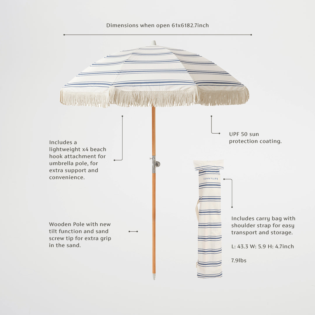 SUNNYLIFE - Luxe Beach Umbrella The Resort Coastal Blue