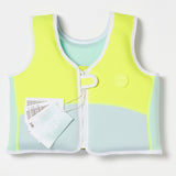 SUNNYLIFE Swim Vest 3-6 Salty the Shark Aqua Neon Yellow