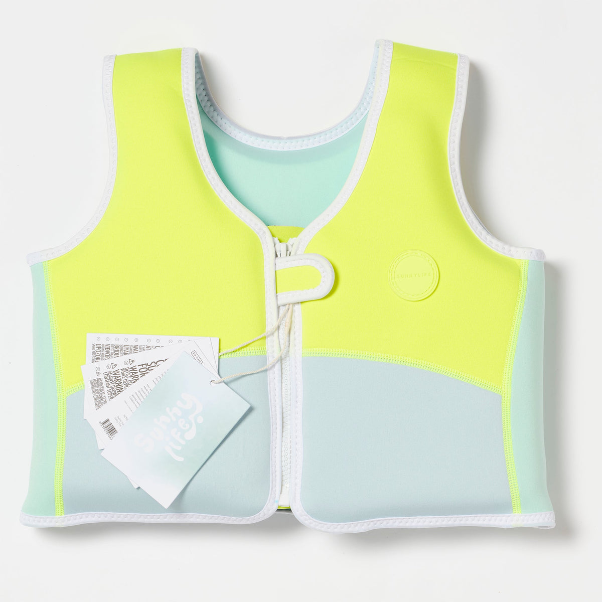 SUNNYLIFE Swim Vest 3-6 Salty the Shark Aqua Neon Yellow