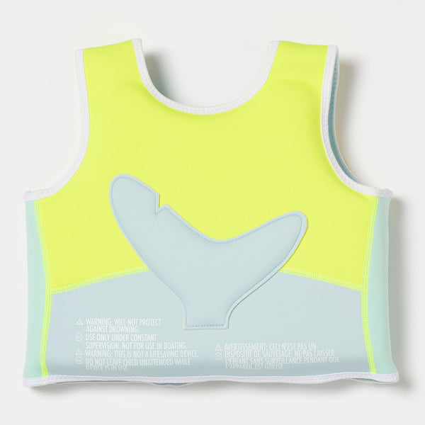 SUNNYLIFE Swim Vest 3-6 Salty the Shark Aqua Neon Yellow
