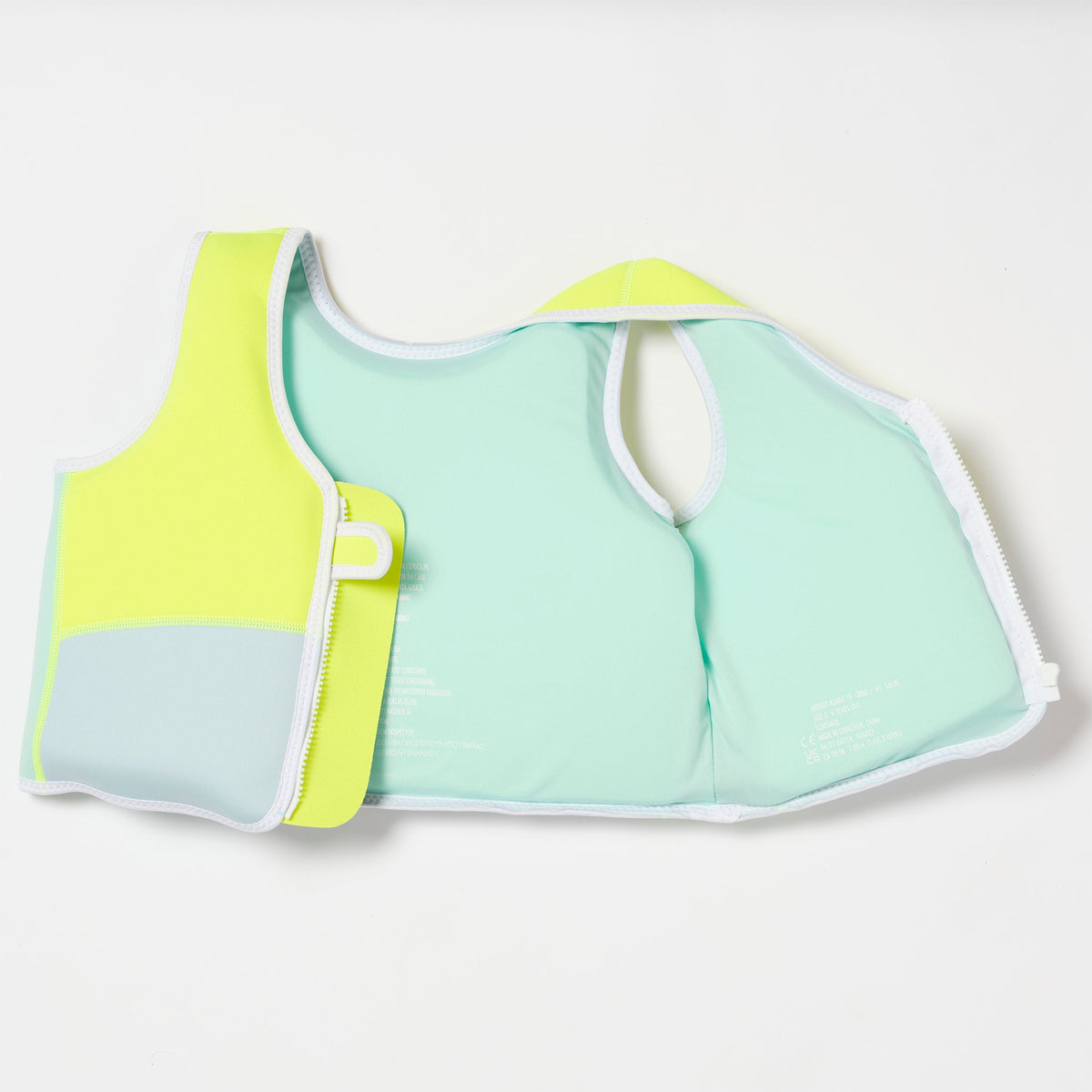 SUNNYLIFE Swim Vest 3-6 Salty the Shark Aqua Neon Yellow