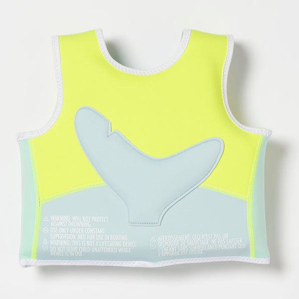 SUNNYLIFE Swim Vest 1-2 Salty the Shark Aqua Neon Yellow