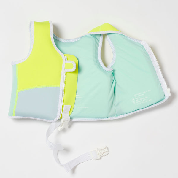SUNNYLIFE Swim Vest 1-2 Salty the Shark Aqua Neon Yellow
