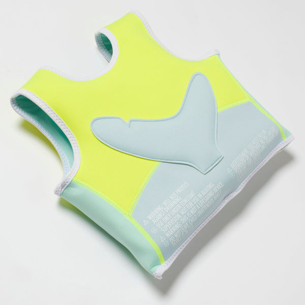 SUNNYLIFE Swim Vest 1-2 Salty the Shark Aqua Neon Yellow