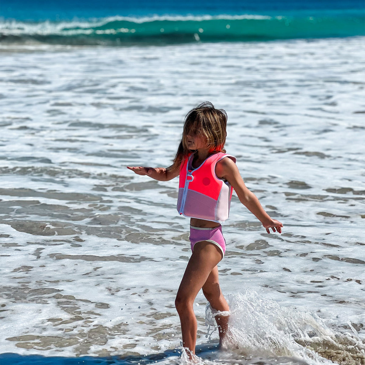 SUNNYLIFE Swim Vest 3-6 Melody the Mermaid Neon Strawberry