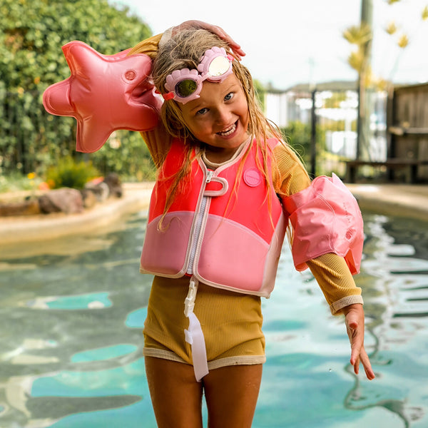 SUNNYLIFE Swim Vest 2-3 Melody the Mermaid Neon Strawberry
