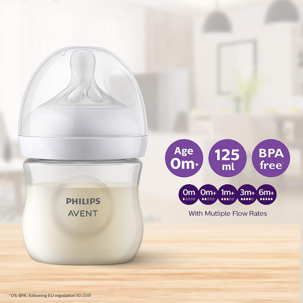 Philips Avent Feeding Bottle With Natural Response Nipple 4Oz 125Ml (Pack Of 2)
