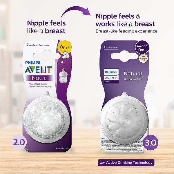 Philips Avent Nipples Natural Response 0m+ 2 Drop (Pack of 2)