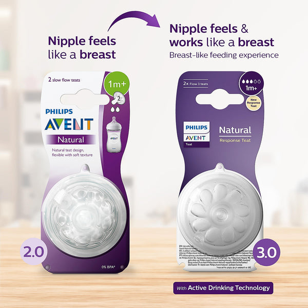 Philips Avent Nipples Natural Response 1m+ 3 Drop (Pack of 2)