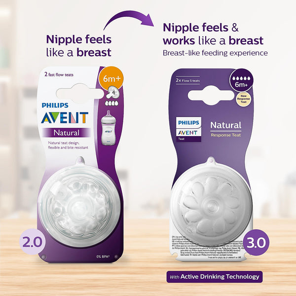 Philips Avent Nipples Natural Response 6m+ 5 Drop (Pack of 2)