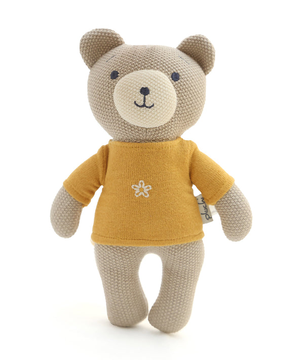 Pluchi Kensington Teddy Cotton Knitted Stuffed Soft Toy (Beige and Yellow)