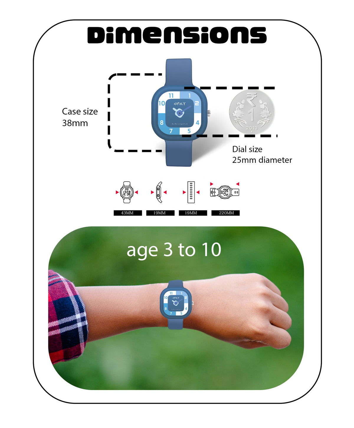 Spiky Eva10 Square Analog Watch for Kids