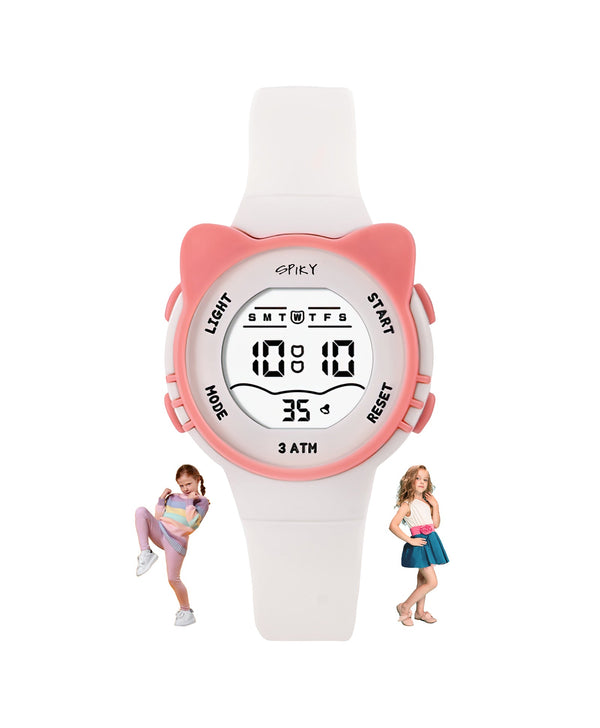 Spiky Eva12 Cat Shaped Sports Digital Watch - White