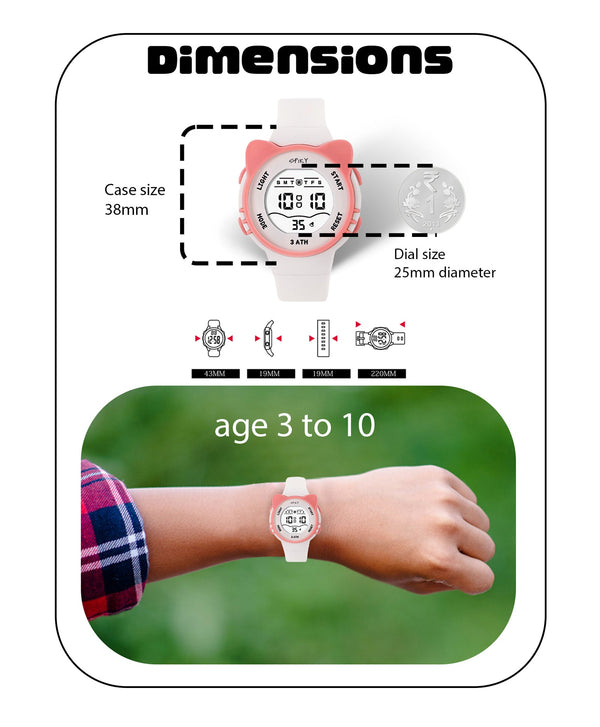 Spiky Eva12 Cat Shaped Sports Digital Watch - White