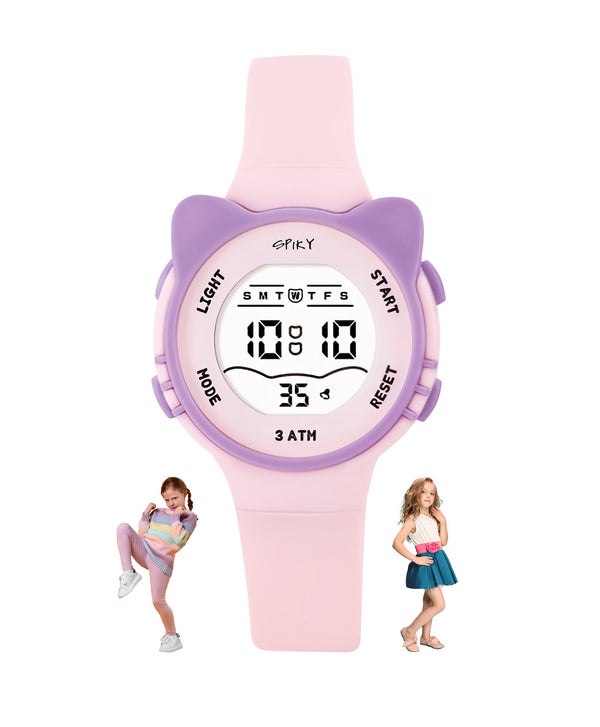 Spiky Eva12 Cat Shaped Sports Digital Watch - Pink