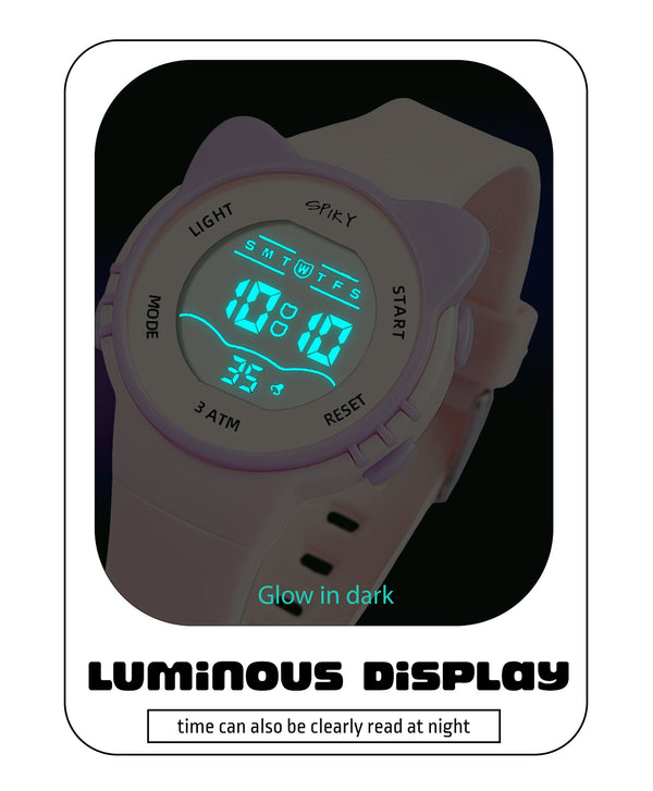 Spiky Eva12 Cat Shaped Sports Digital Watch - Pink