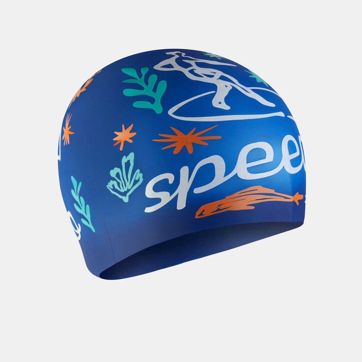 Speedo Kids' Printed Silicone Swimming Cap - Blue