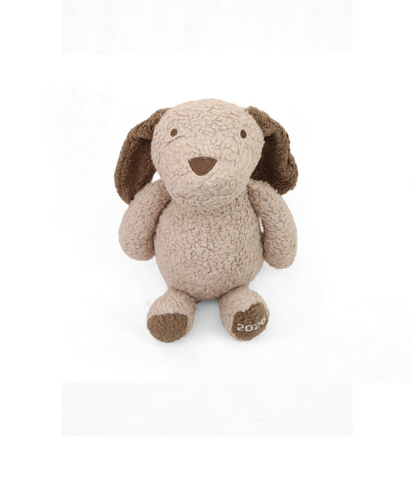 Pluchi Buddy The Dog Cotton Knitted Stuffed Soft Toy (Pale Whisper & Khaki)