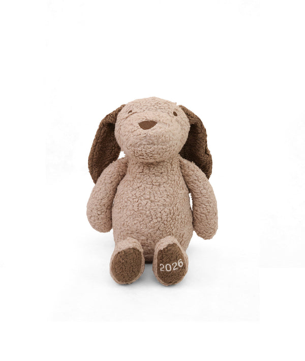 Pluchi Buddy The Dog Cotton Knitted Stuffed Soft Toy (Pale Whisper & Khaki)