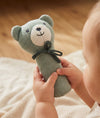 Pluchi Rattle Bear Cotton Knitted Stuffed Soft Toys for Babies / Kids (Baby Blue)