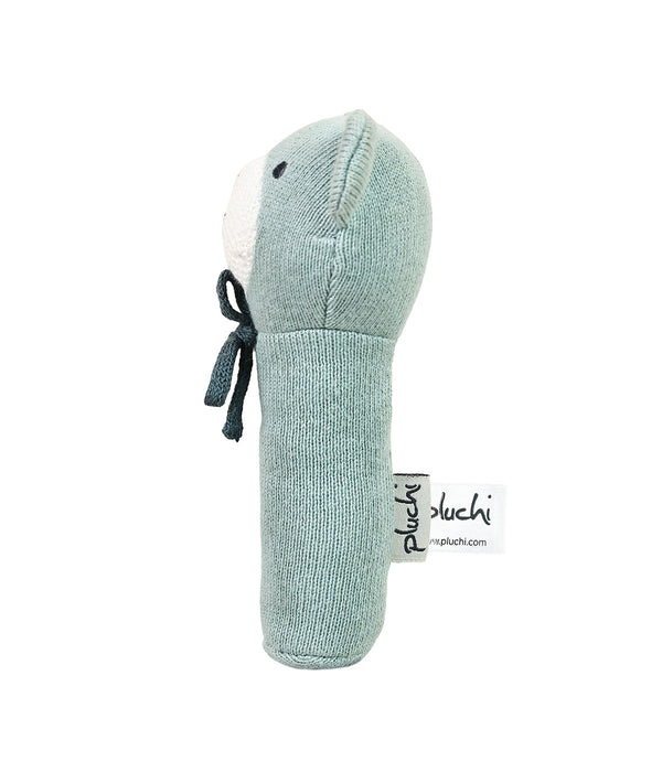 Pluchi Rattle Bear Cotton Knitted Stuffed Soft Toys for Babies / Kids (Baby Blue)