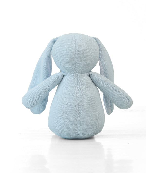 Pluchi Ralph Bunny Hop Cotton Knitted Stuffed Soft Rattle Toy (Sky Blue)